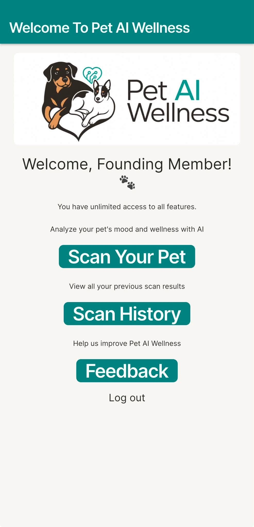 Welcome screen